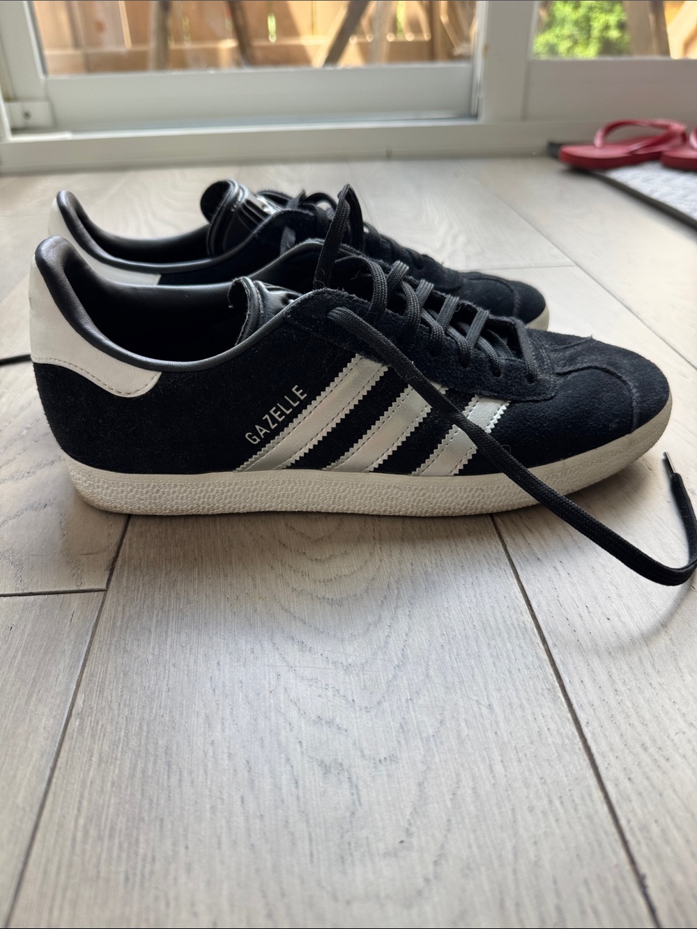 adidas Black Suede Gazelle Sneakers with silver Stripes - Picture 3 of 5